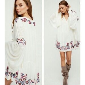 Bohemian Free People Embroidered White Dress
